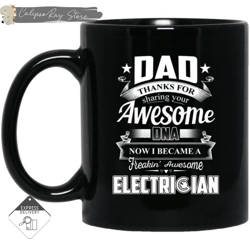 Dad Thanks For Sharing Your DNA Electrician Mugs, Custom Coffee Mugs, Personalised Gifts