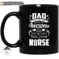 Dad Thanks For Sharing Your DNA Nurse Mugs, Custom Coffee Mugs, Personalised Gifts