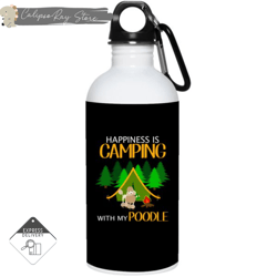 Happiness Is Camping With My Poodle 20oz Stainless Steel Water Bottles