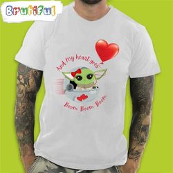 baby yoda a hug heart baby yoda one for me valentines day t-shirt