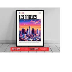 Los Angeles Pixel Art Print | Los Angeles Wall Art Decor | Los Angeles Skyline Poster | Los Angeles Photo | Cityscape Ar