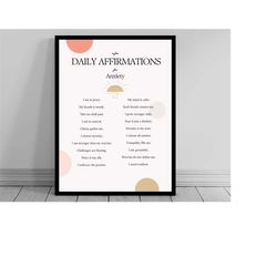 Affirmation Wall Art for Anxiety | Self Love Positive Affirmations | Words of Affirmation Poster | Daily Affirmations Pr