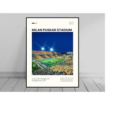 Milan Puskar Stadium Print | West Virginia Mountaineers Poster | NCAA Stadium Poster | Digital Oil Painting | Modern Art
