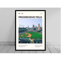 Progressive Field Print | Cleveland Guardians Poster | Ballpark Art | MLB Stadium Poster | Digital Oil Painting | Modern
