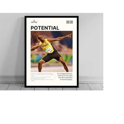 Potential Daily Affirmation Print | Usain Bolt Motivational Poster | Modern Art | Mental Health | Manifest Potential and