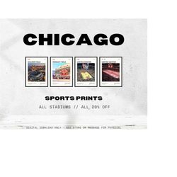 Chicago Sports Stadium Digital Print Bundle | Wrigley Field | United Center | Soldier Field | Oil Paint | Cubs | Bulls |