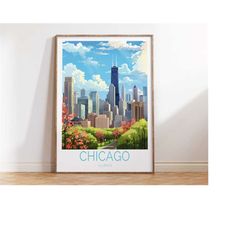 Chicago Travel Poster, Chicago USA poster, Chicago print, Wedding gift, Custom Travel Poster, Personalised Gift