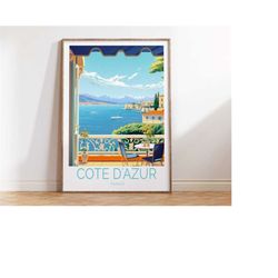Cote d'Azur France French Riviera Travel Poster, Cote d'Azur France Travel Wall Art, French Riviera Coast Travel Gift, C