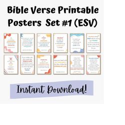 Bible Verse Wall Art Posters for Nursery, Homeschool, or Christian Classroom Set of 12 Bundle - ESV Version