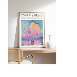 Bible Verse Poster, Bible Art, Paul Signac Art, Pointillism Art, Christian Home Decor, Floral Print, Floral Decor, Gift,