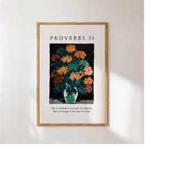Proverbs 31 Marigold, Matisse Print, Maximalist Wall Art, Printable Faith Poster, Digital Download, Bible Verse Wall Art