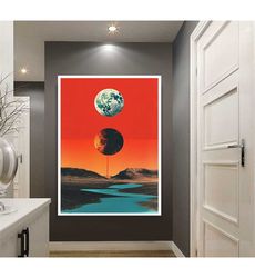 planet landscape canvas wall art, moon landscape canvas