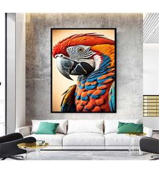 parrot portrait canvas wall decor, Red Bird,Fight of