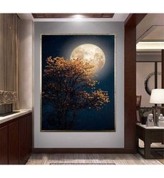 moon landscape canvas wall art, night landscape canvas