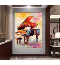 colorful piano canvas wall art, music recital ready
