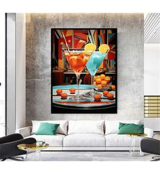 beverage canvas print, fruit drink wall print, goblet