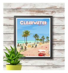Clearwater Beach Travel Poster - Beach Walk -