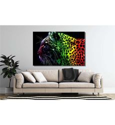 Leopard Poster Canvas Print Wall Art Colorful Painting