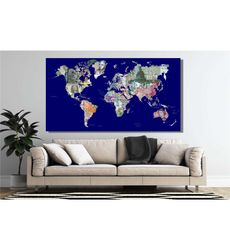 Types of Money World Map Print Canvas All