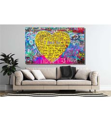 colorful hearth canvas banksy, graffiti wall art canvas,