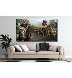 julius caesar and army print on canvas wall