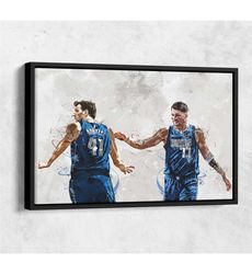 Luka Doncic Dirk Nowitzki Poster, Dallas Mavericks, Canvas