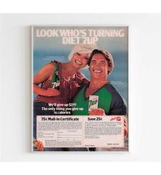 7UP Loni Anderson and Arnold Schwarzenegger Advertising Poster,