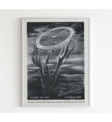 Breitling "Victory On Time" Watch Advertising Poster, Vintage