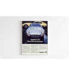 Jaguar V12 Advertising Poster, 70s Style Luxury Auto