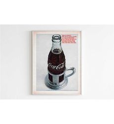 Coca-Cola Advertising Poster, 60s Style USA Print, Vintage