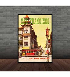 San Francisco 1960 California Greyhound Vintage Poster, Wall