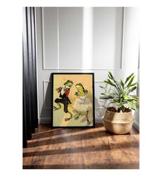 Retro Dancing Frogs Canvas Print, Framed Vintage Frog