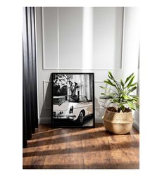 framed classic car black and white fashion photography,
