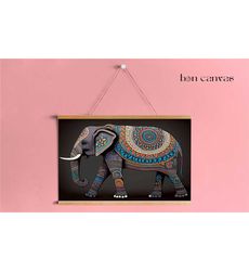 elephant canvas art, large elephant poster print, festival