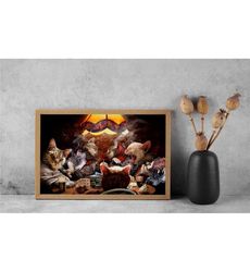 Poker Game Canvas Wall Art, Cats Poker Game