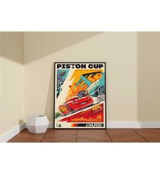 Piston Cup Poster/Cars Monty McQueen Canvas/Animation Movie Cars