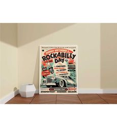 Rockabilly Day Poster / Vintage Car Wall Decor