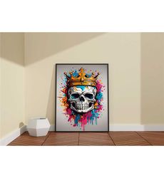 Colorful Dry Skull Canvas / Sugar Skull Wall