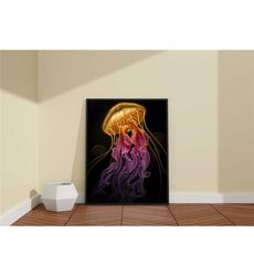 Jellyfish Watercolor Art Print / Colorful Wall Art