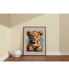 cute baby lion canvas poster / baby lion