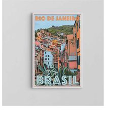 brasil landscape canvas art / travel poster / cityscape poster / rio de janeiro artwork / large wall art / oversize fram