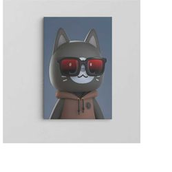 Abstract Animal Poster / Funny Cat Canvas / Polygon Cat Poster / Fashion Cat Art / Extra Large Wall Art / Oversize Frame