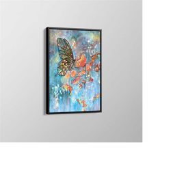 Butterfly Wall Art / Retro Colors Poster / Oil Painting Print / Butterfly Canvas / Large Wall Art / Popular Art Decor /