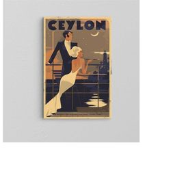 ceylon art poster / sri lanka landscape print / popular travel poster / vintage city map / christmas / bad ligh / black
