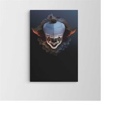 Pennywise Canvas Print / Horror Film Poster Print/ Oil Paint Wall Art / Extra Large Wall Art / Popular Art Decor / Trend