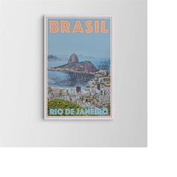 rio de janeiro city canvas / brazil wall art / oil painting print / townscape / large wall art / popular art decor / tre