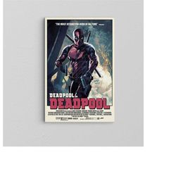 Deadpool Art Poster / Cartoon Comics Art / Marvel Print Art / Super Hero / Fantasy Movie Art / Framed Canvas / Popular C