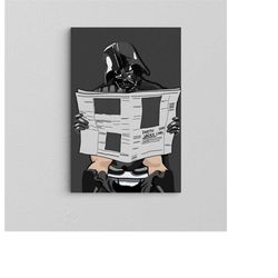 Star Wars Canvas Poster / Funny Bathroom Decor / Comedy Darth Vader Art / Toilet Decor / Black Framed Canvas / Bathroom