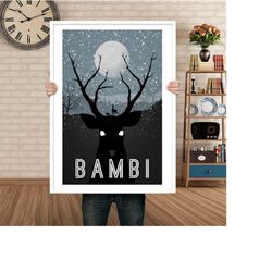 Bambi Poster - Movie Poster Art Home Decor Bedroom Poster Wall Art Film Print Classic Movie Poster Classic Films Disney