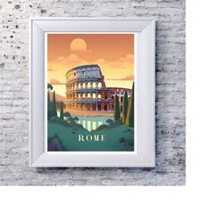 Rome Colosseum Travel Traveling Tourism Artwork Alternative Design Movie Film Poster Print Minimal Minimalist